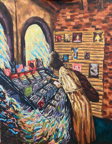 Lily in the Record Store in Boston